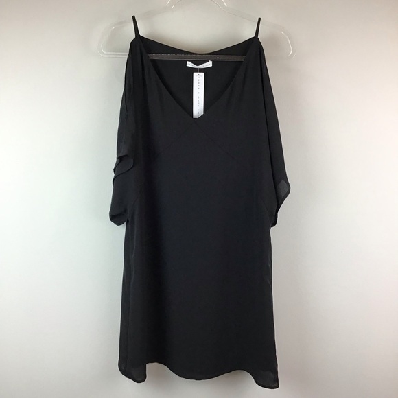 NWT Three Eighty Two Black Cold Shoulder Mini Shift Dress | XS - Picture 4 of 11